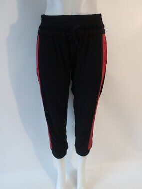 Womens Sport The Kooples Black, Red Side Stripe Pants 3/L